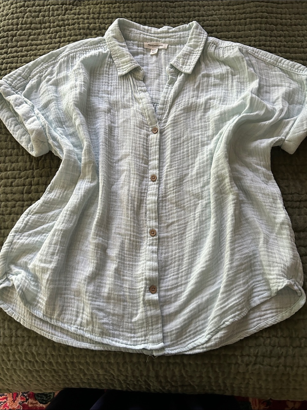 beachlunchlounge Light Blue Cotton Gauze Button-Down Shirt